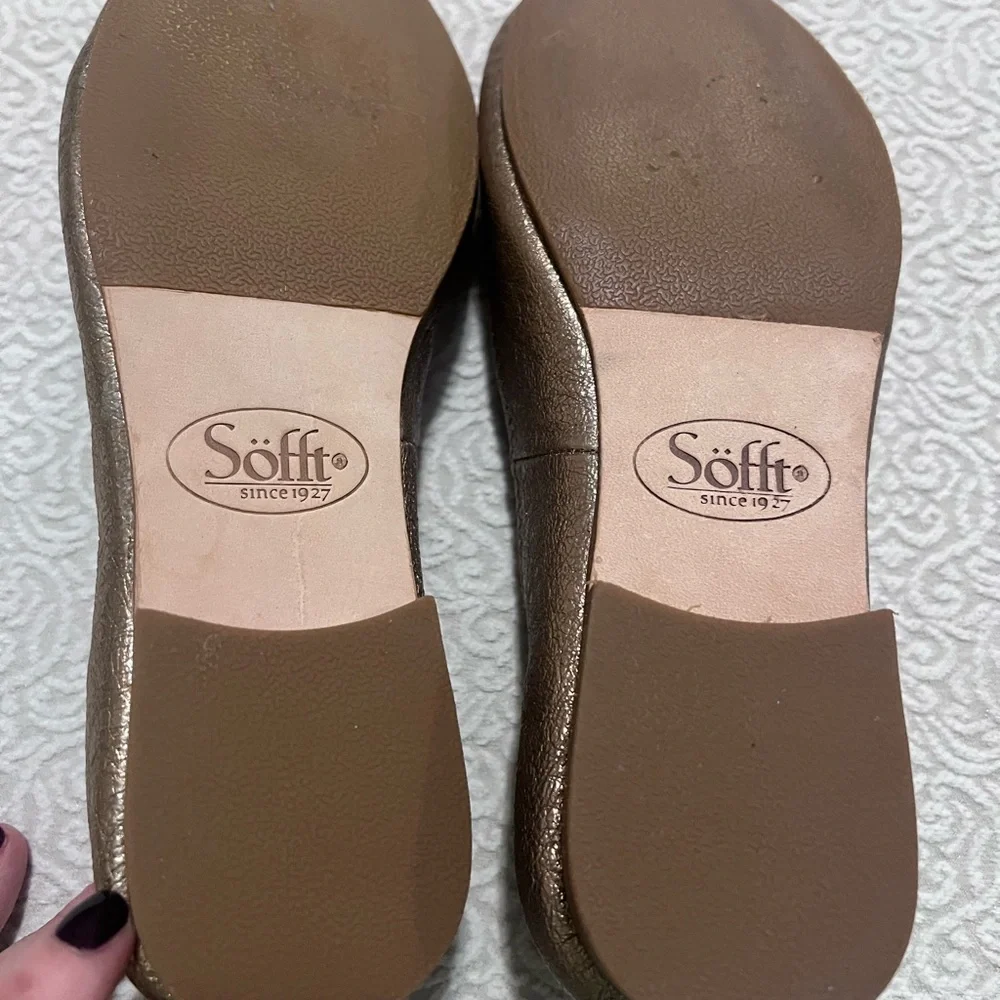 Sofft Shoes Leather Size 7 Kenni Soft Gold Scrunch Back Ballet Flats - Picture 9 of 11
